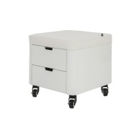 Banco de pedicura Cosy: Com duas gavetas de armazenamento de madeira lacada branca Banco de pedicura Cosy: Com duas gavetas de armazenamento de madeira lacada branca